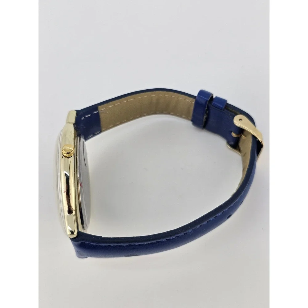 Versales Women's Watch 44MM Cream‎ Dial Blue Faux Leather Bands NEW Battery